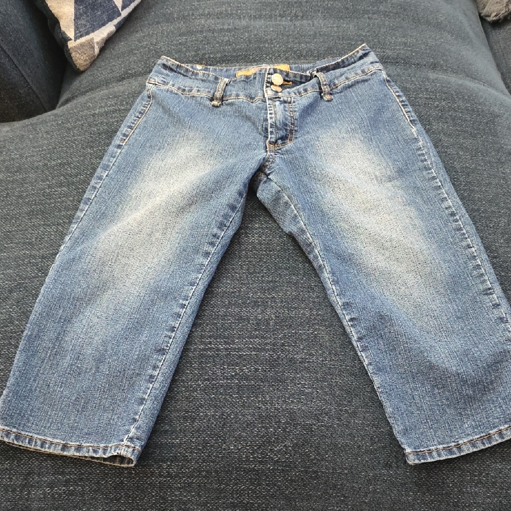 Vintage Stylish Blue Cropped Denim Jeans